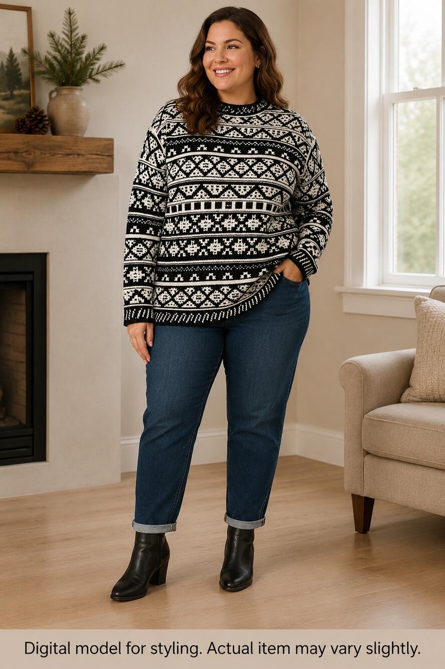 Fair Isle Nordic Sweater Cozy Alpine Cabin Lodge Cotton Wool Blend J Jill